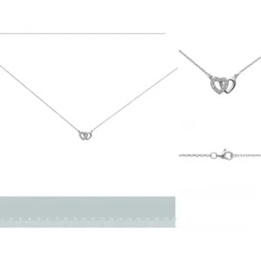 Collier femme argent rhodié blanc serti griffe cœur - VWVZ004Y