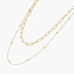 Collier Femme Balaboosté Acier 2 Chaines Différentes - 3502456560390 Métal Doré