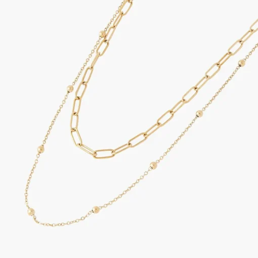 Collier Femme Balaboosté Acier 2 Chaines Différentes - 3502456560390 Métal Doré