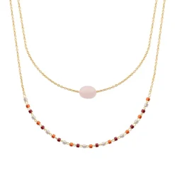 Collier femme fantaisie quartz rose plaqué or Maison de la Bijouterie UW3Y3W45