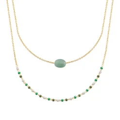 Collier femme fantaisie quartzite vert plaqué or Maison de la Bijouterie UW3Y3545