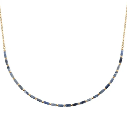 Collier femme fantaisie sodalites bleues plaqué or Maison de la Bijouterie UW3VW645