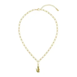 Collier Femme Lacoste Crocodile - 2040362 Acier Doré Ajustable Circonference Interieure 457 Mm