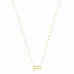 Collier femme maillon ovale serti clos plaqué or Maison de la Bijouterie UW344Z45