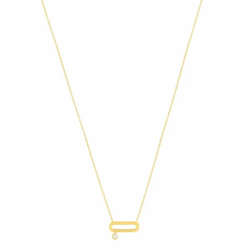 Collier femme maillon ovale serti clos plaqué or Maison de la Bijouterie UW344Z45
