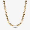 Collier femme métal doré à l'or fin avec perle et zircone Pandora Timeless
