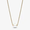 Collier femme métal doré à l'or fin avec perle et zircone Pandora Timeless 363167C01