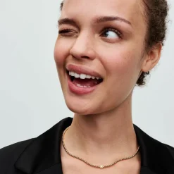 Collier femme métal doré à l'or fin avec perle et zircone Pandora Timeless