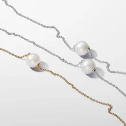 Collier femme métal doré à l'or fin avec perle et zircone Pandora Timeless 363167C01