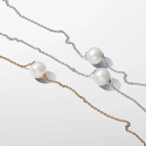 Collier femme métal doré à l'or fin avec perle et zircone Pandora Timeless 363167C01