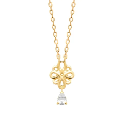 Collier femme pendentif fleur plaqué or Maison de la Bijouterie UW405045