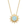 Collier femme plaqué or agate bleue serti clos - UW3YUZ45