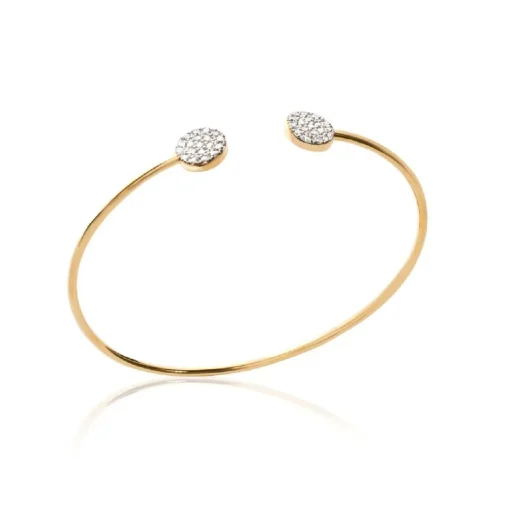 Collier femme plaqué or blanc serti griffe rond serti - UWZVY556