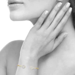 Collier femme plaqué or blanc serti griffe rond serti - UWZVY556