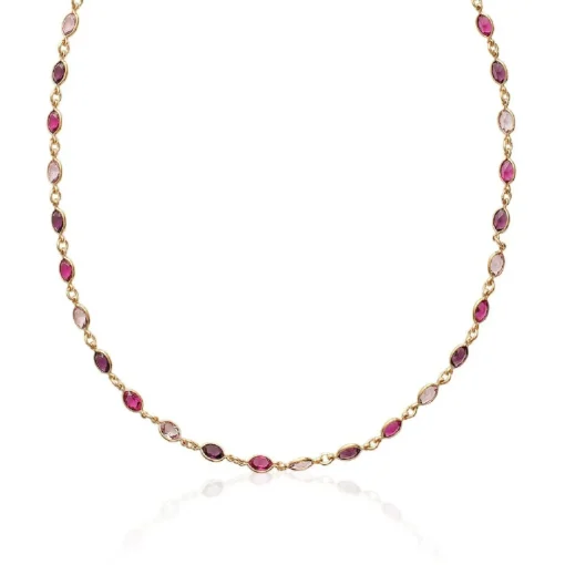 Collier femme plaqué or cristal serti clos - YVV5VZ45
