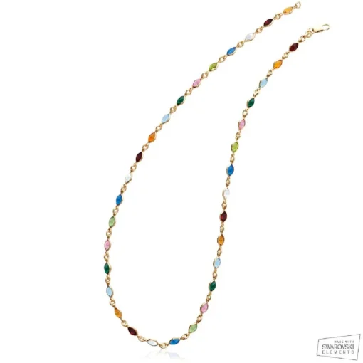 Collier femme plaqué or cristal serti clos serti clos multicolor - YVW0VZ45