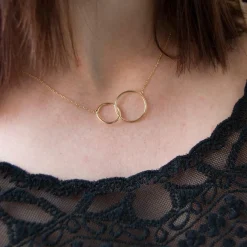 Collier femme plaqué or double cercle - UYZZ5U45