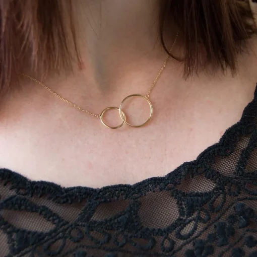 Collier femme plaqué or double cercle - UYZZ5U45