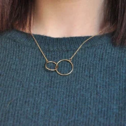 Collier femme plaqué or double cercle - UYZZ5U45
