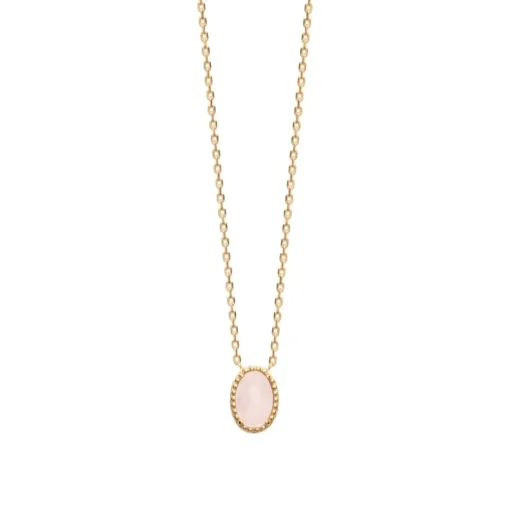 Collier femme plaqué or quartz rose - UW3ZY645