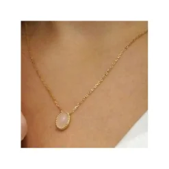 Collier femme plaqué or quartz rose - UW3ZY645