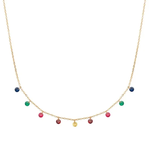 Collier femme plaqué or teinté serti clos - UW34V345