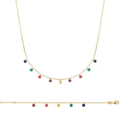 Collier femme plaqué or teinté serti clos - UW34V345