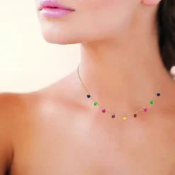 Collier femme plaqué or teinté serti clos - UW34V345