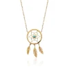 Collier femme plaqué or turquoise serti clos - UWZW5W45