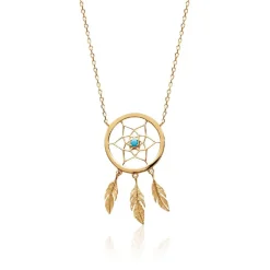 Collier femme plaqué or turquoise serti clos - UWZW5W45