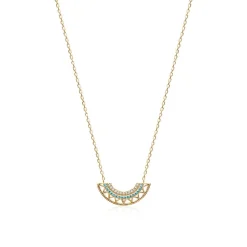 Collier femme plaqué or turquoise serti griffe - UWZWUV45