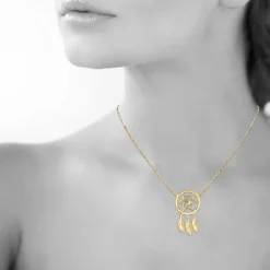 Collier femme plaqué or turquoise serti clos - UWZW5W45