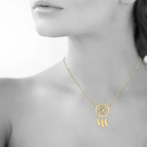 Collier femme plaqué or turquoise serti clos - UWZW5W45