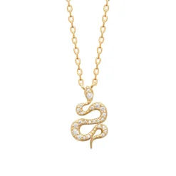 Collier femme serpent oxyde de zirconium plaqué or Maison de la Bijouterie UW3W6045