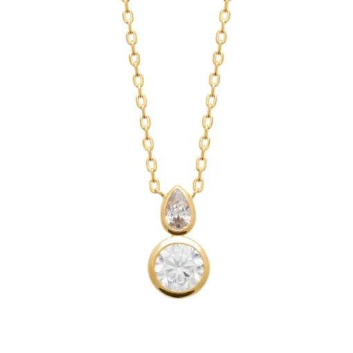Collier femme serti clos plaqué or Maison de la Bijouterie UW34W045