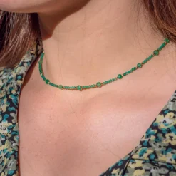 Collier Femme Sloya Paloma en pierres Agate Verte