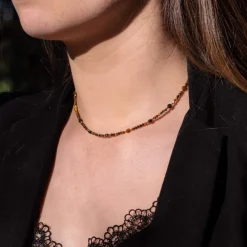 Collier Femme Sloya Paloma en pierres Oeil de Tigre