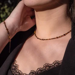 Collier Femme Sloya Paloma en pierres Oeil de Tigre