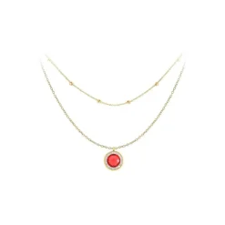 Collier Femme So Charm - B2126-ROUGE+B2370-DORE - Collier Mode Doré