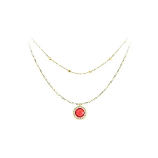 Collier Femme So Charm - B2126-ROUGE+B2370-DORE - Collier Mode Doré