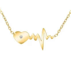 Collier Femme So Charm - BD2757-COLLIER-DORE-DIAMANT-BLANC - Collier Coeur Doré
