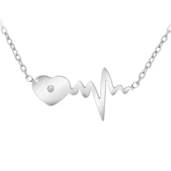 Collier Femme So Charm - BD2757-COLLIER-ARGENT-DIAMANT-BLANC - Collier Coeur Argenté