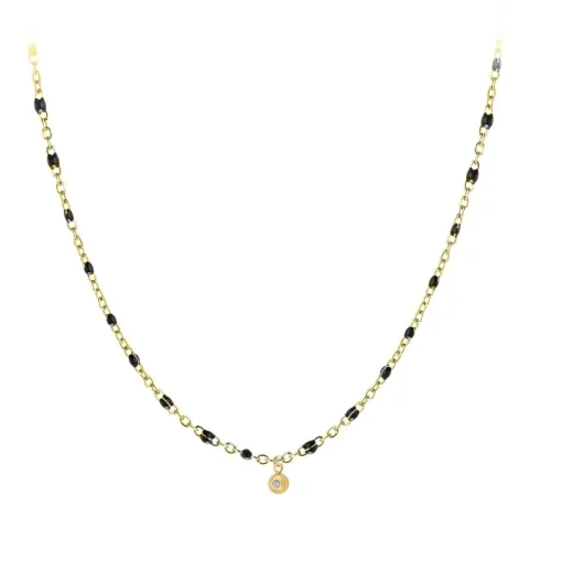 Collier Femme So Charm - BD2394-NOIR-DIAMANT - Collier Mode Doré