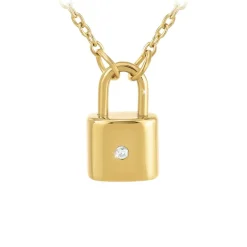 Collier Femme So Charm - BD3169-DORE-DIAMANT - Collier Cadenas Doré