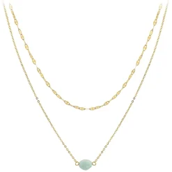 Collier Femme So Charm - B4277-DORE-AMAZONITE - Collier Mode Doré