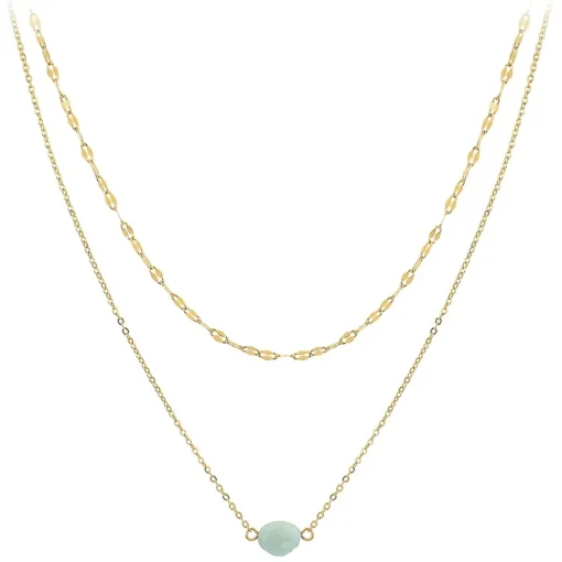 Collier Femme So Charm - B4277-DORE-AMAZONITE - Collier Mode Doré