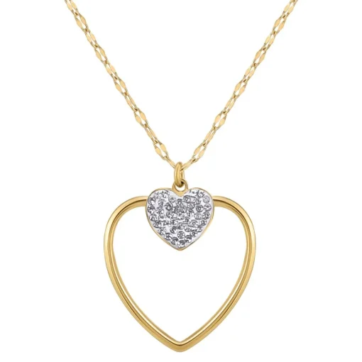 Collier Femme So Charm - B3408-DORE-BLANC - Collier Coeur Doré