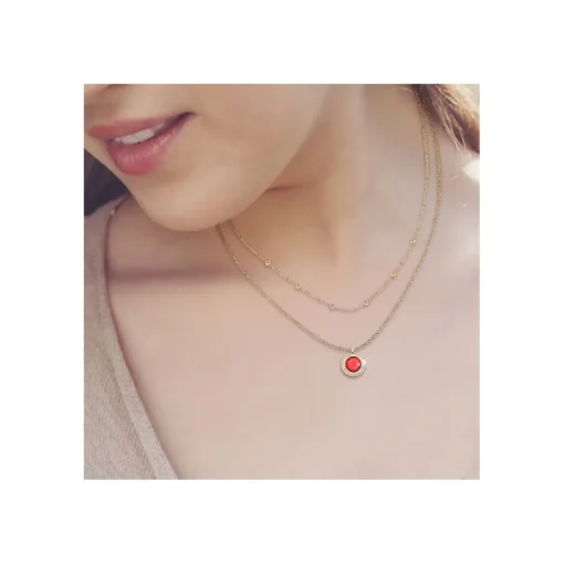Collier Femme So Charm - B2126-ROUGE+B2370-DORE - Collier Mode Doré