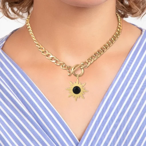 Collier Femme So Charm - B3180-DORE+B3383-DORE-ONYX Doré