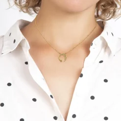 Collier Femme So Charm - BD3301-DORE-DIAMANT-NOIR - Collier Mode Doré